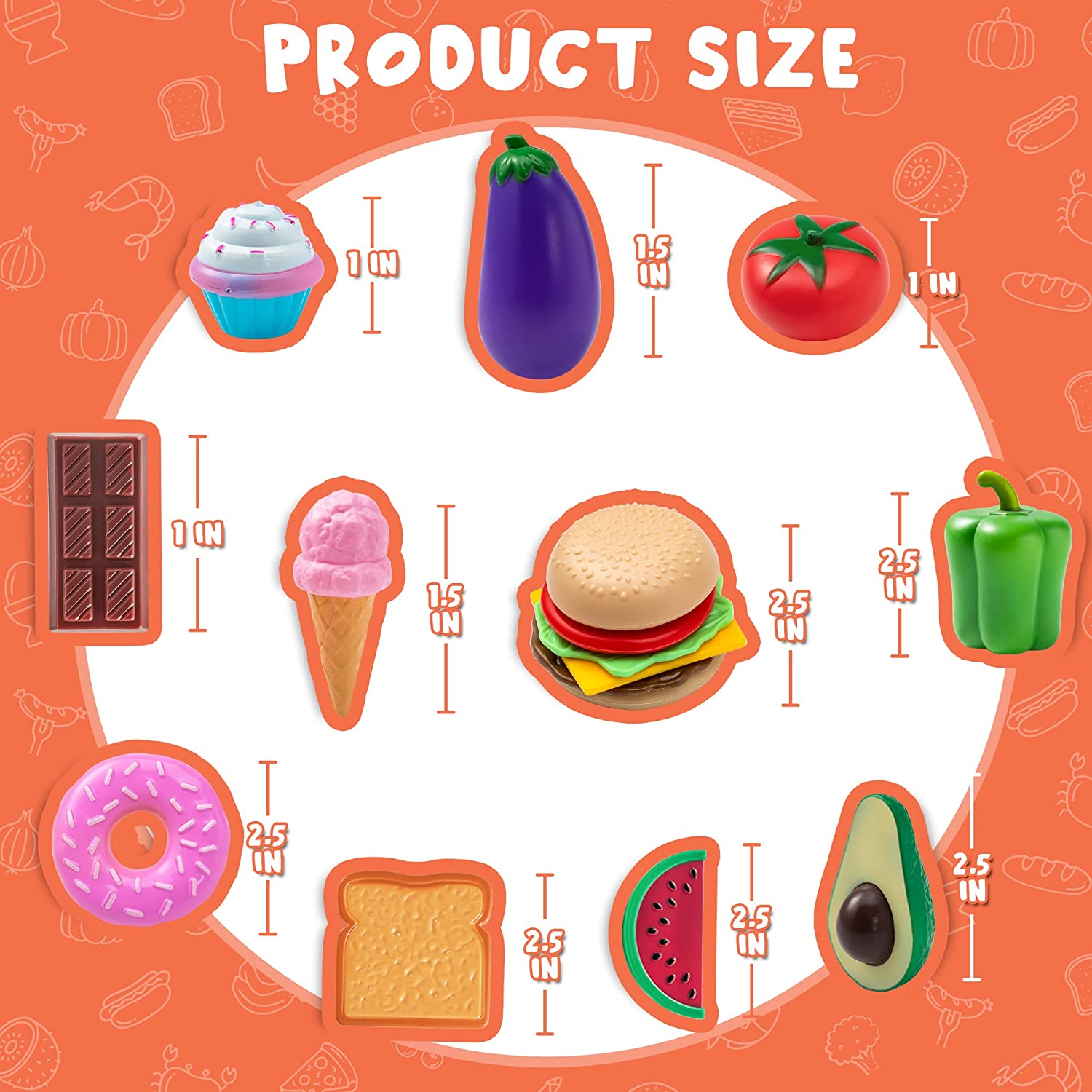 PLAY-ACT Plastic Play Food Toys , 50 Pcs - Image 5