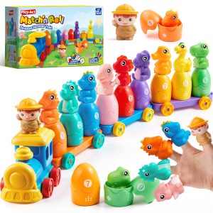 Play-Act Montessori Dinosaur Number Train Toy - Counting Matching Sorting Learning Toy with 9 Dinosaurs for Toddlers 1-3 Years Old