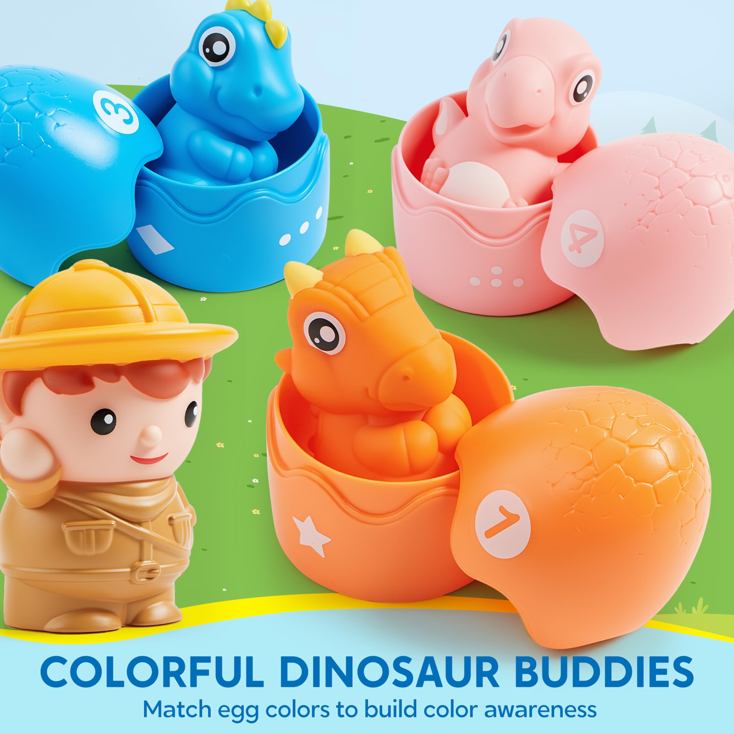 Play-Act Montessori Dinosaur Number Train Toy - Counting Matching Sorting Learning Toy with 9 Dinosaurs for Toddlers 1-3 Years Old - Image 3