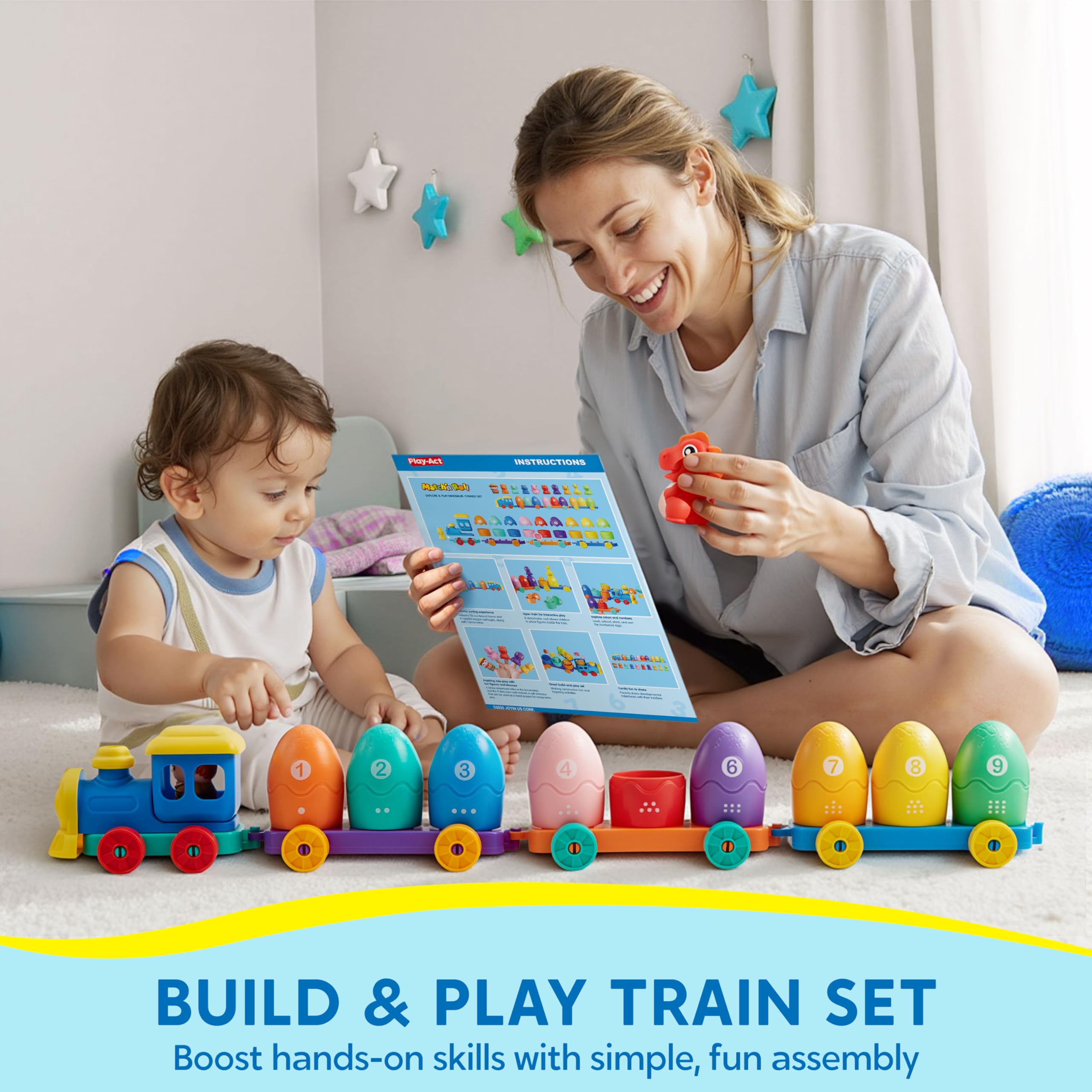 Play-Act Montessori Dinosaur Number Train Toy - Counting Matching Sorting Learning Toy with 9 Dinosaurs for Toddlers 1-3 Years Old - Image 6