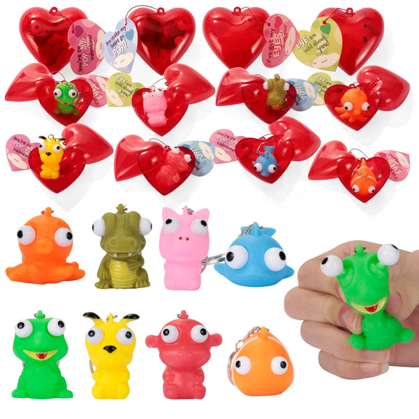 28Pcs Animal Keychains featuring Bulging Eyes with Kids Valentines Cards - Image 11