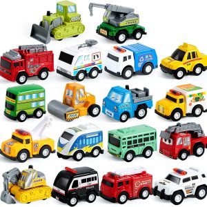 18 Pcs Pull Back City Cars and Trucks Toy