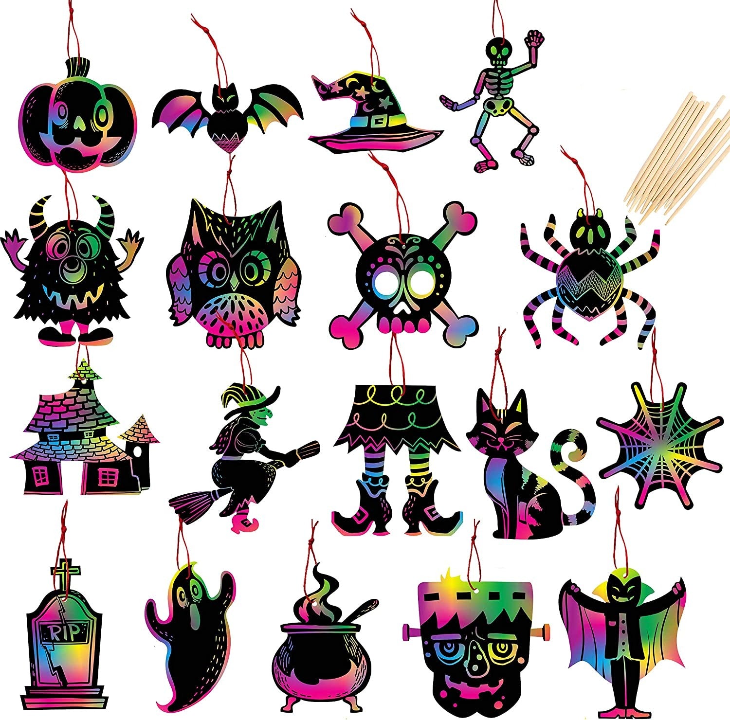 Scratch Ornaments In 18 Designs, 72 Pcs