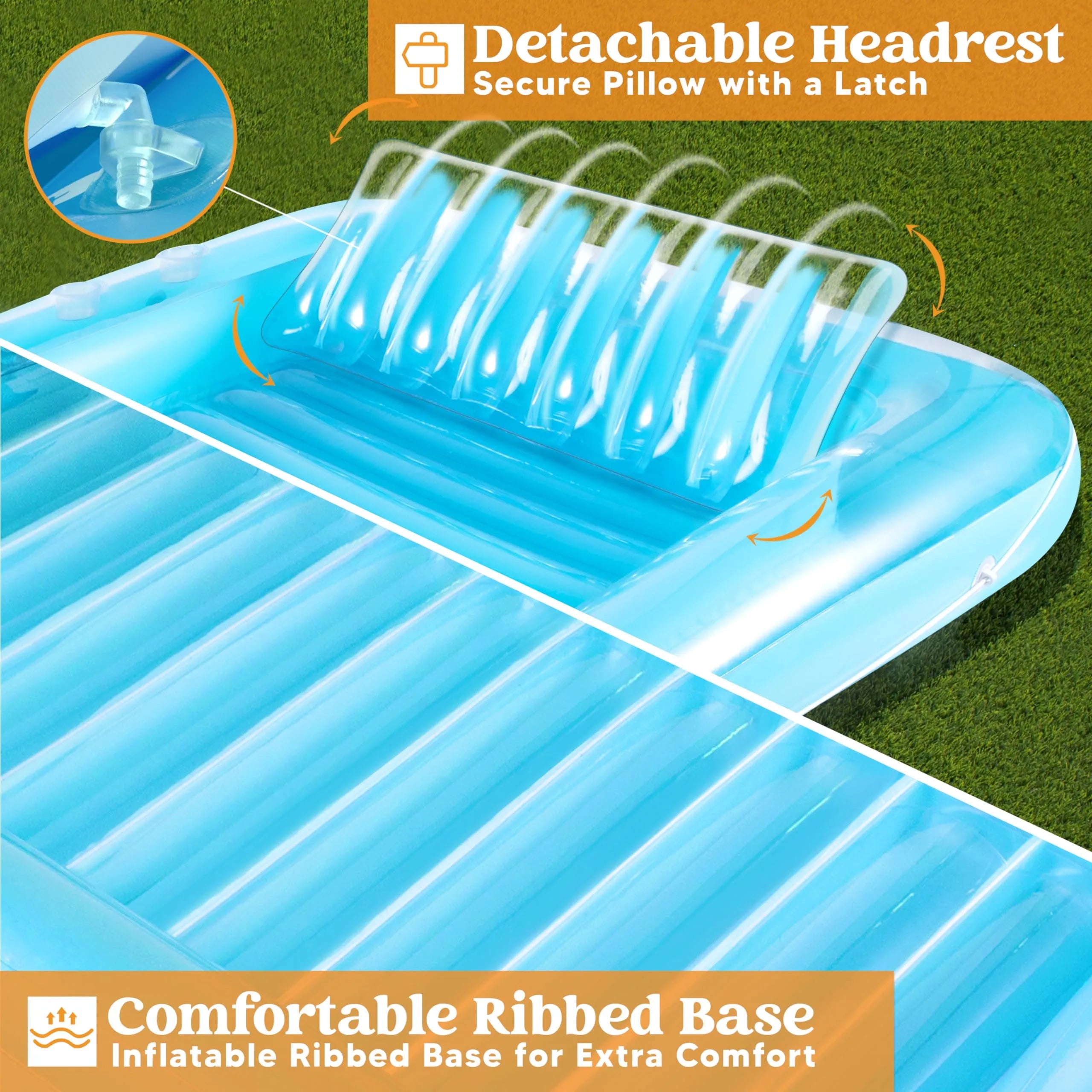 Sloosh-XL Inflatable Tanning Pool Lounge Float, 85inx 57inExtra Large Sun Tan Tub Adult Pool Floats Raft - Image 4