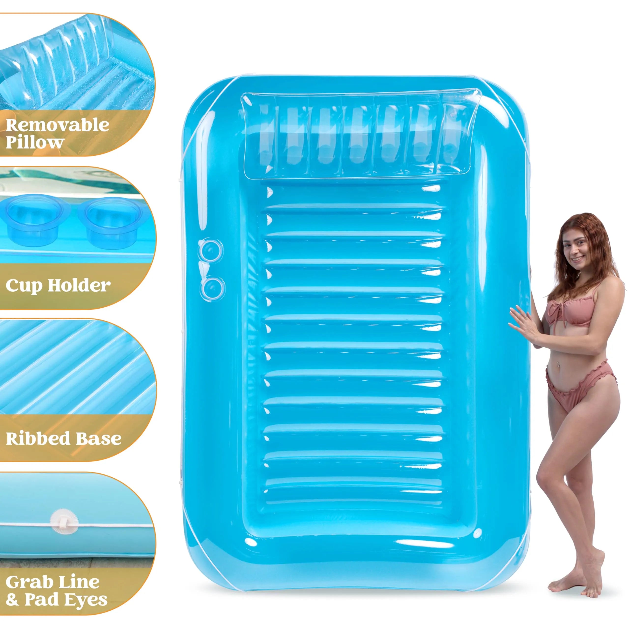 Sloosh-XL Inflatable Tanning Pool Lounge Float, 85inx 57inExtra Large Sun Tan Tub Adult Pool Floats Raft - Image 2