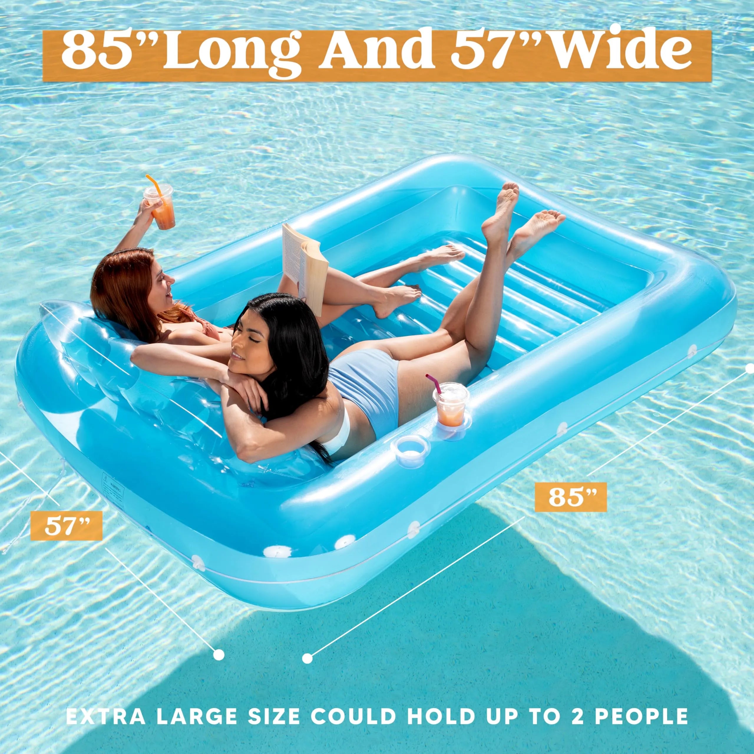 Sloosh-XL Inflatable Tanning Pool Lounge Float, 85inx 57inExtra Large Sun Tan Tub Adult Pool Floats Raft - Image 7