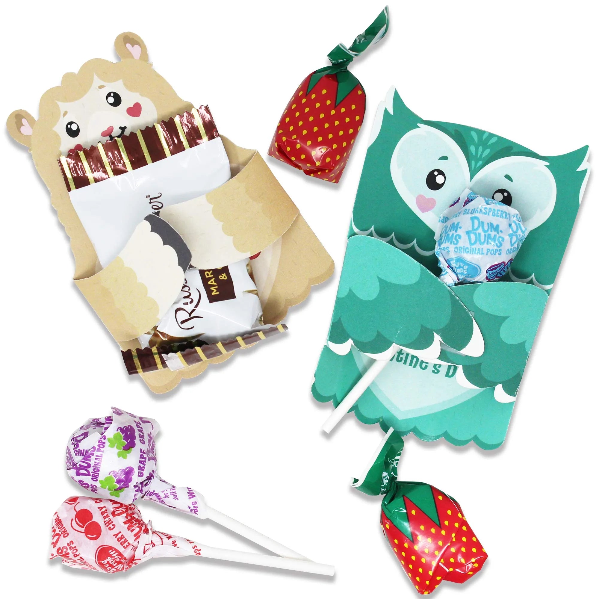 36pcs Kids Valentines Animal Candy Cane Card Holder - Image 2