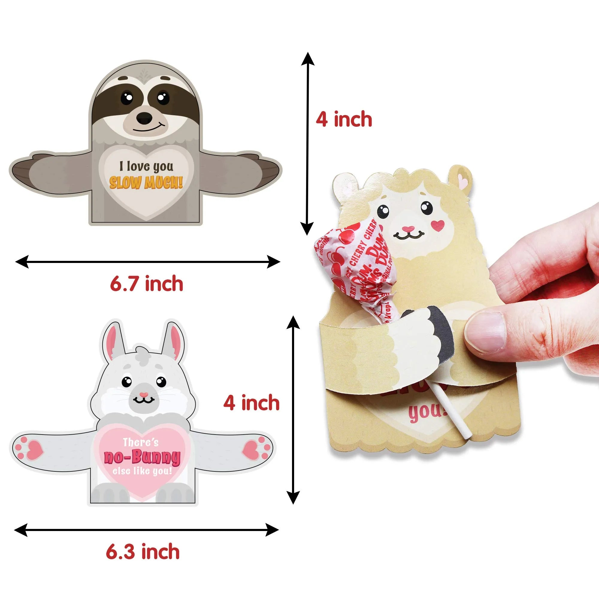 36pcs Kids Valentines Animal Candy Cane Card Holder - Image 6