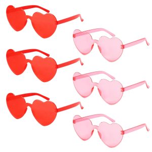 6Pcs Valentine’s Day Heart Shape Rimless Sunglasses