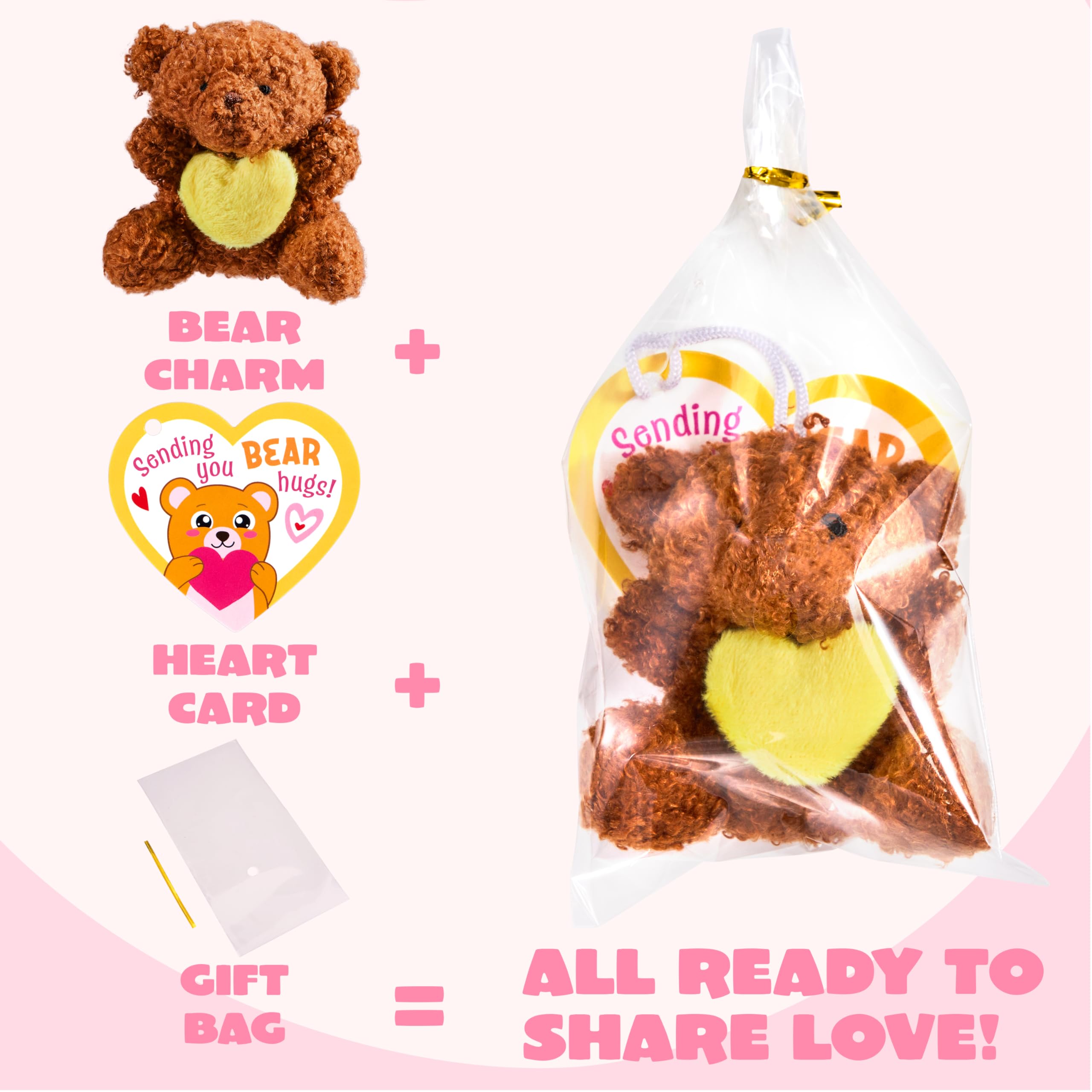 Valentines Day Party Favors Bulk 24 Pack, Plush Teddy Bears Holding Hearts with Cards - Image 3