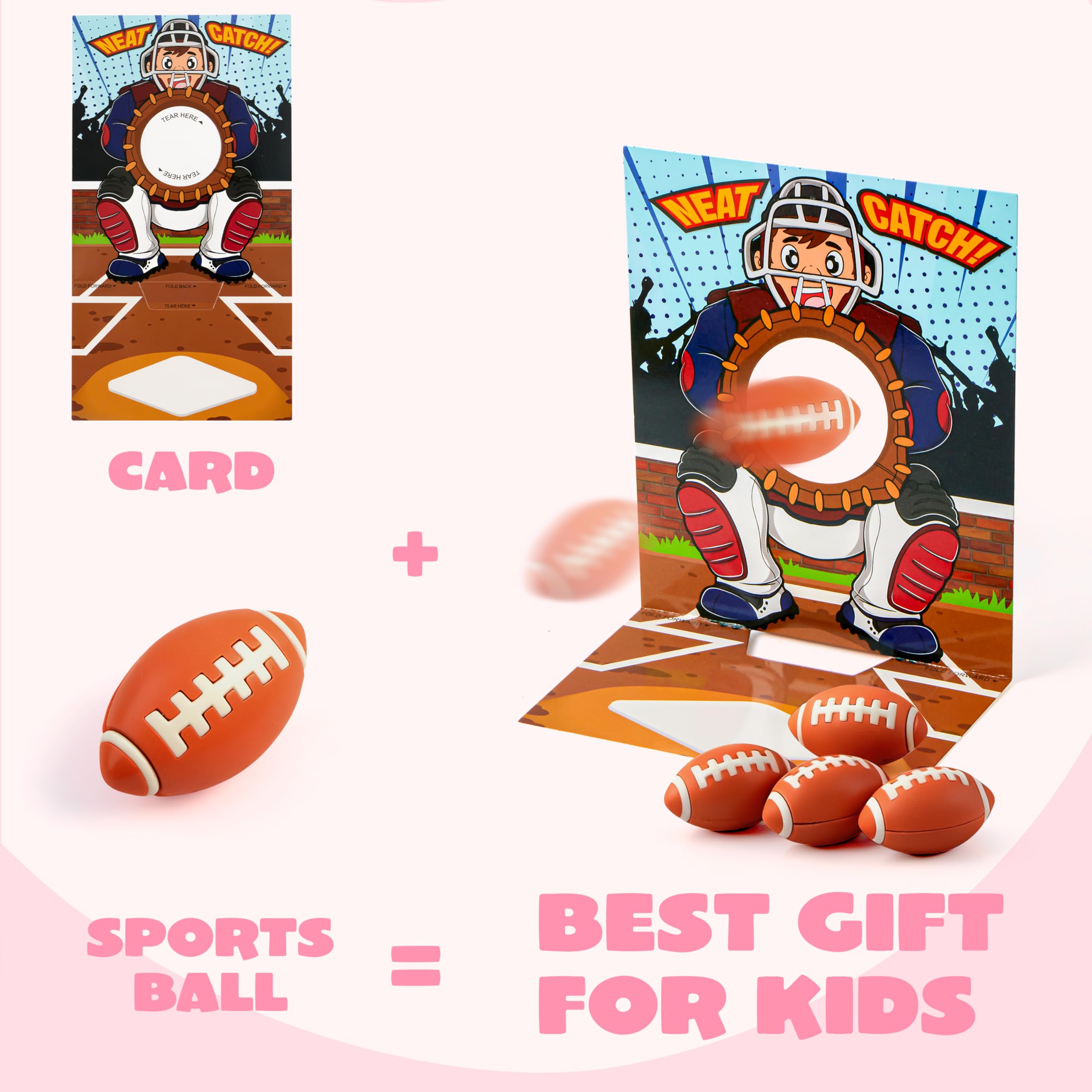 Valentines Day Sports Party Favors for Kids - 28 Game Cards + 7 Mini Sports Ball Erasers (Football Basketball Soccer) | Class Prizes Goodie Bag Stuffers - Image 3