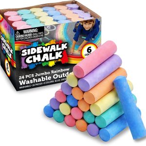 Washable Sidewalk Chalks Set, 24 Pcs