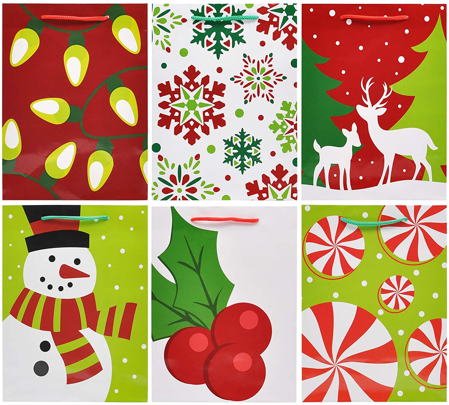 18Pcs Christmas Gift Bags, Holiday Paper Goody Bags with Handles - Image 5