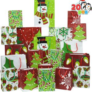 20Pcs Christmas Goody Gift Bags with Handles Assorted Sizes