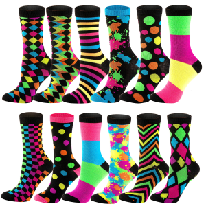 12 Pairs Paint Splash Patterned Crew Socks