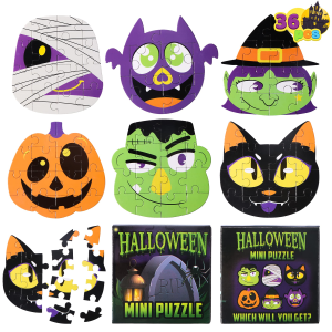 36 Pcs Halloween Jigsaw Puzzle Set in Blind Boxes with 6 Characters Paper Board