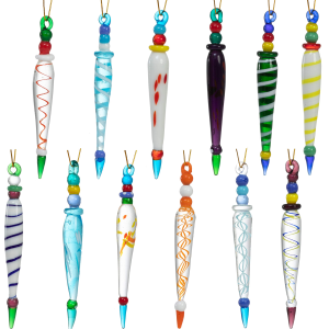 Glass Icicle Ornaments, 12 Pcs