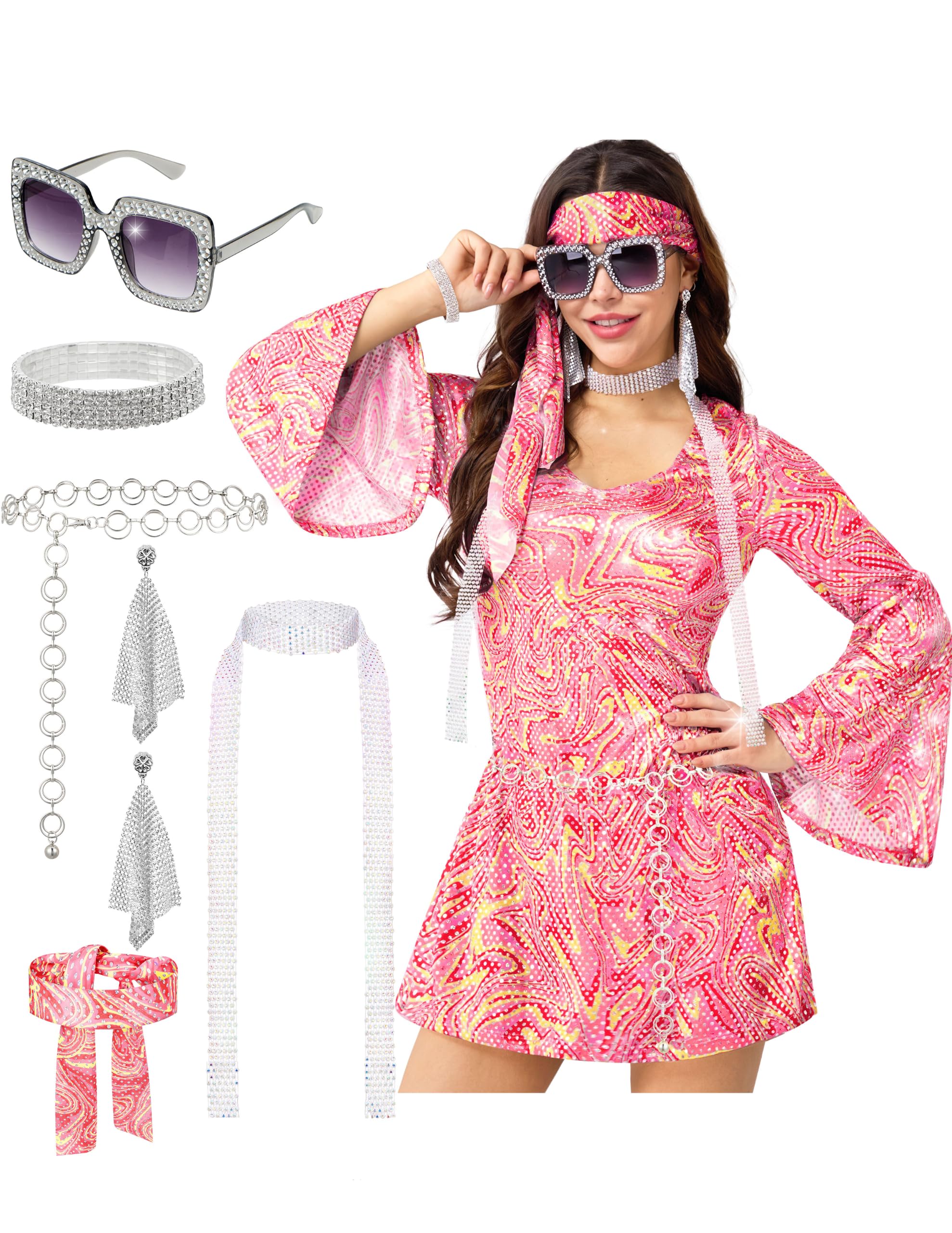 JOYIN 70s Disco Outfit for Women - Halloween Dress & Accessories Set - Image 2