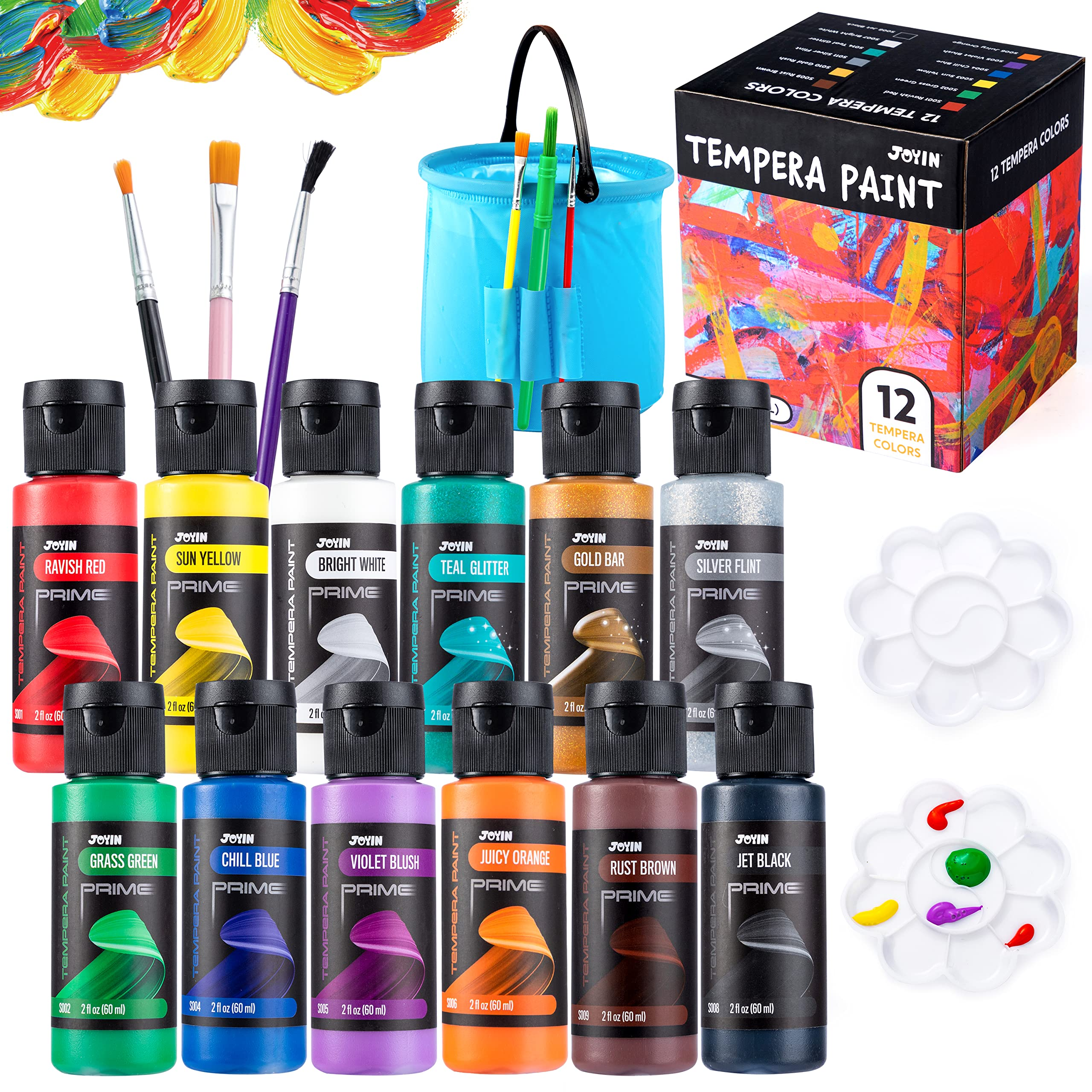 Washable Kids Tempera Paint Set, 12 Pcs