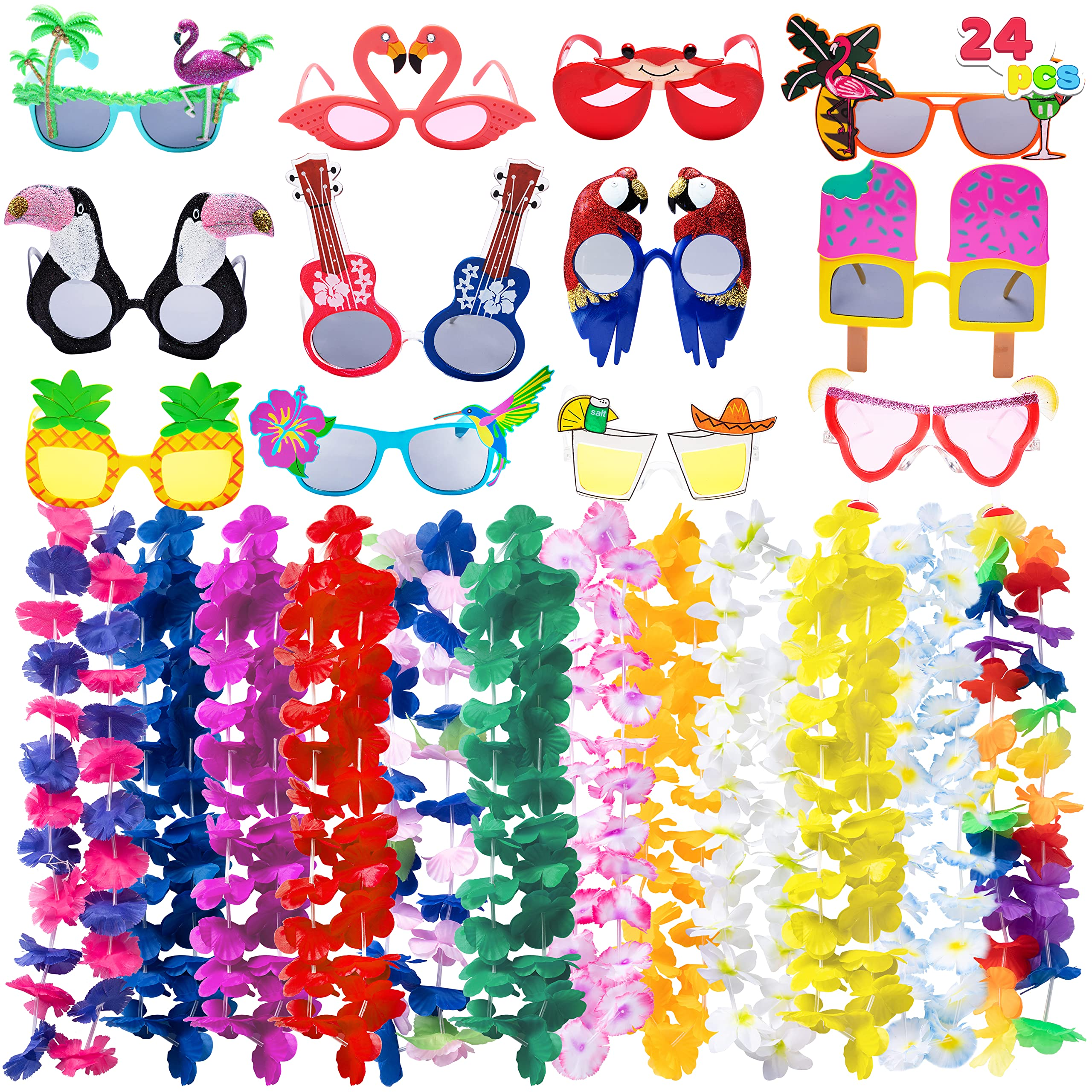 Luau Leis with Eye Glasses, 24 pcs - Image 2