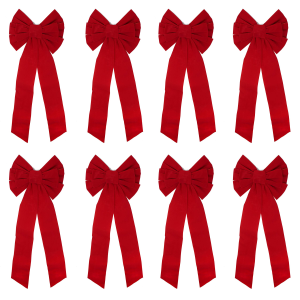 26in Pack Red Velvet Bows, 8 Pcs