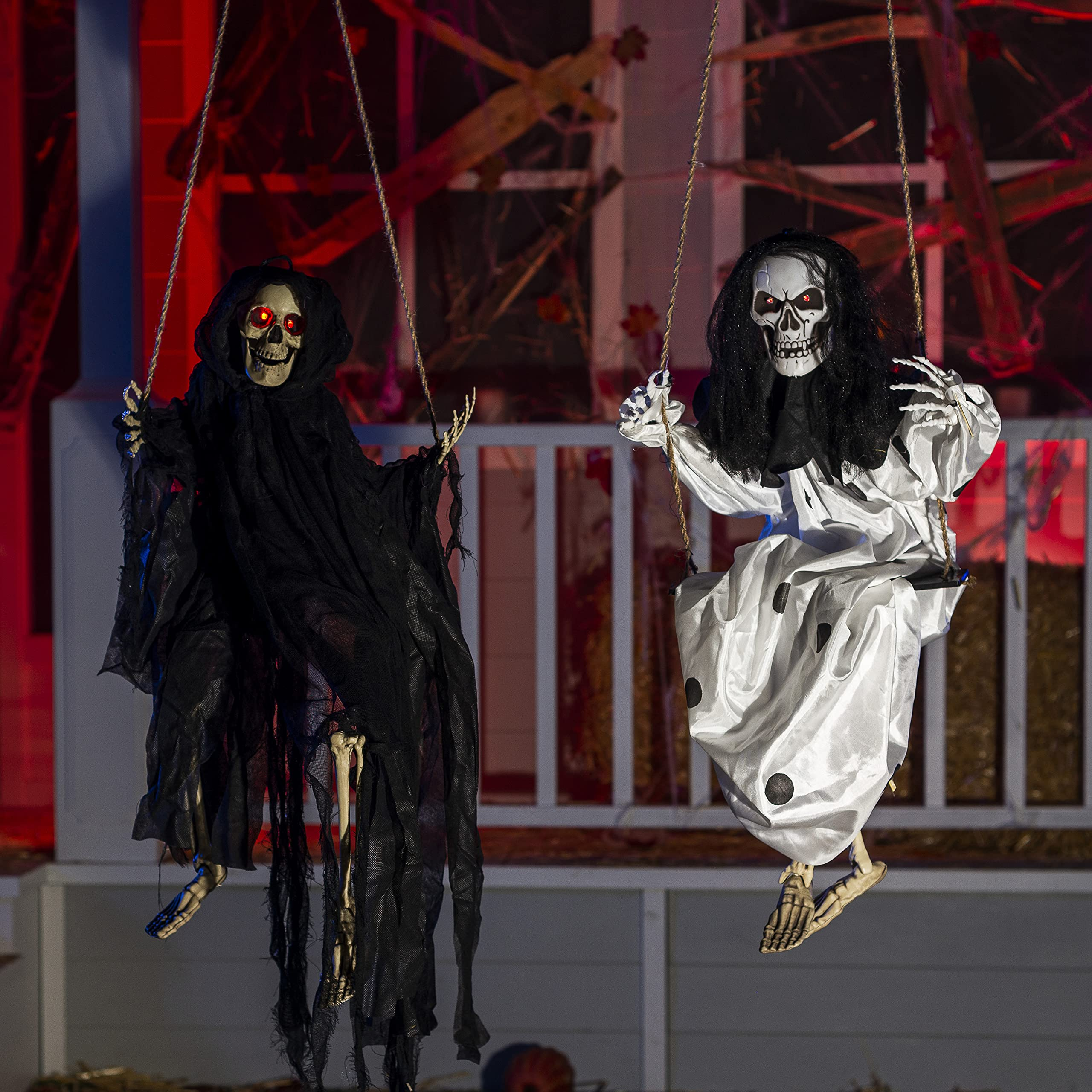2 Packs Halloween Lighted Swinging Skeletons