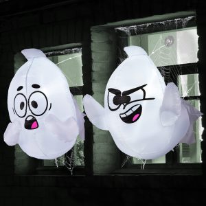 JOYIN 2 Pack 2.6 FT Inflatable Window Ghost - LED Halloween Decor