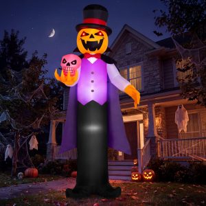 Halloween Inflatable Pumpkin Ghost Vampire 12ft with LED Eyes – Yard