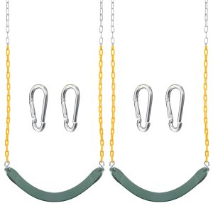 TURFEE - Green Swing Seats with 66in Chain, 2 Pack