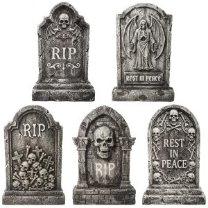 JOYIN 26 5 PCS Extra Large Flat Tombstones - Halloween Yard Decor