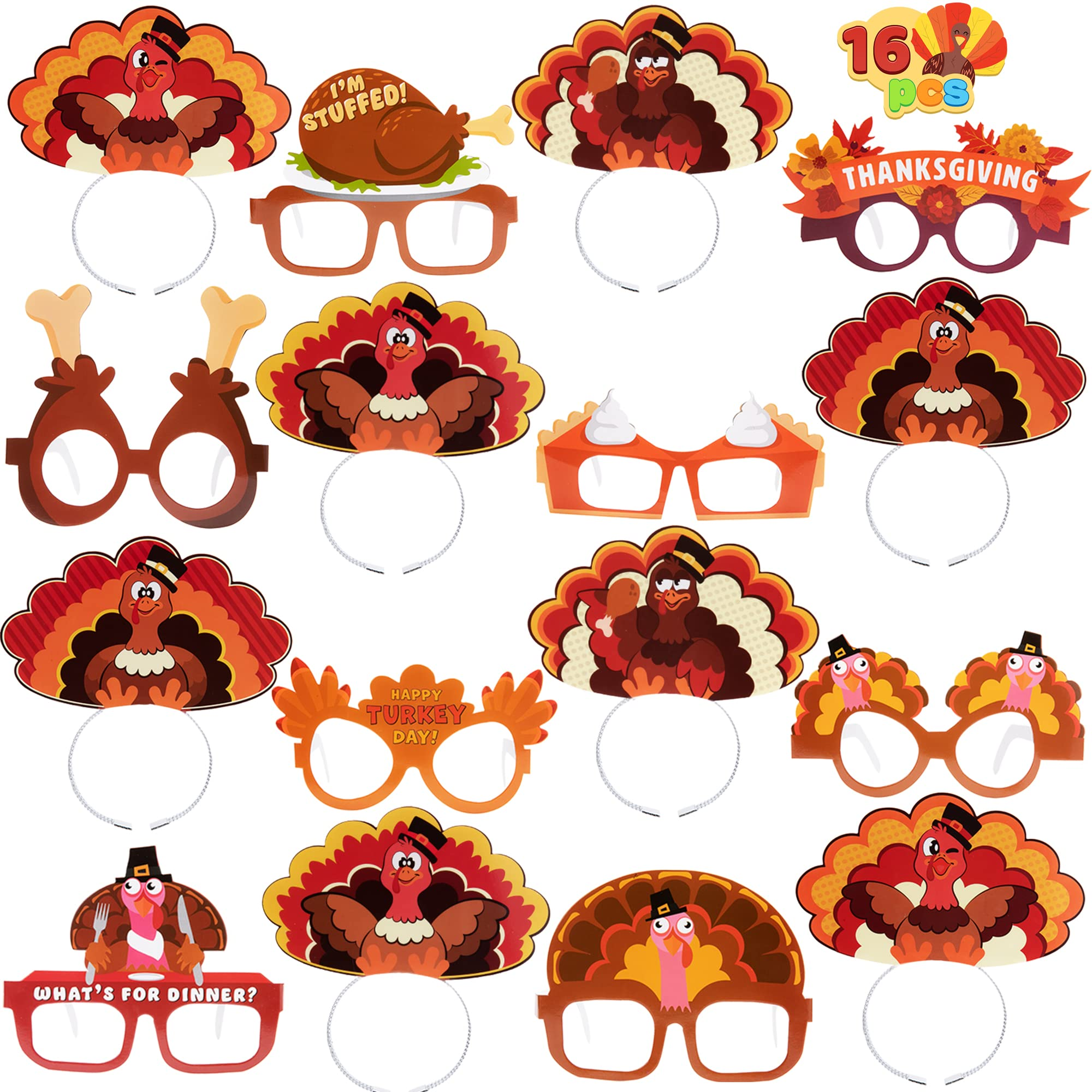 JOYIN Thanksgiving Party Photobooth Prop, 16 Pack