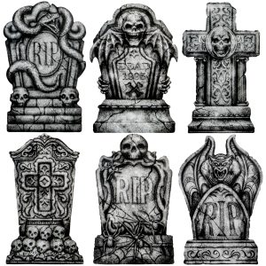 JOYIN 15.7 6 PCS RIP Tombstones - Halloween Graveyard Yard Decoration