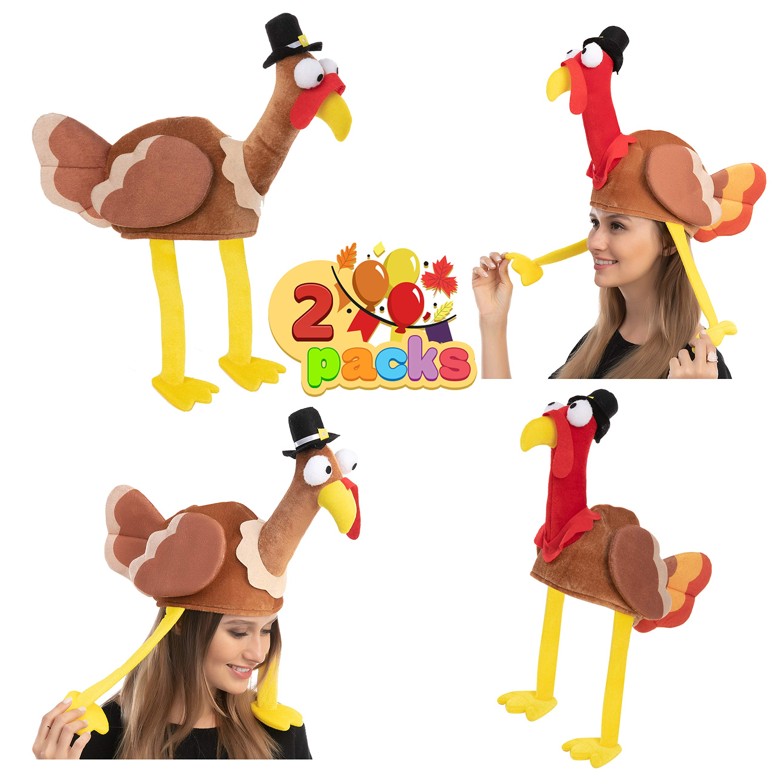 2 Pack Turkey Gobbler Hats For Thanksgiving - Image 2