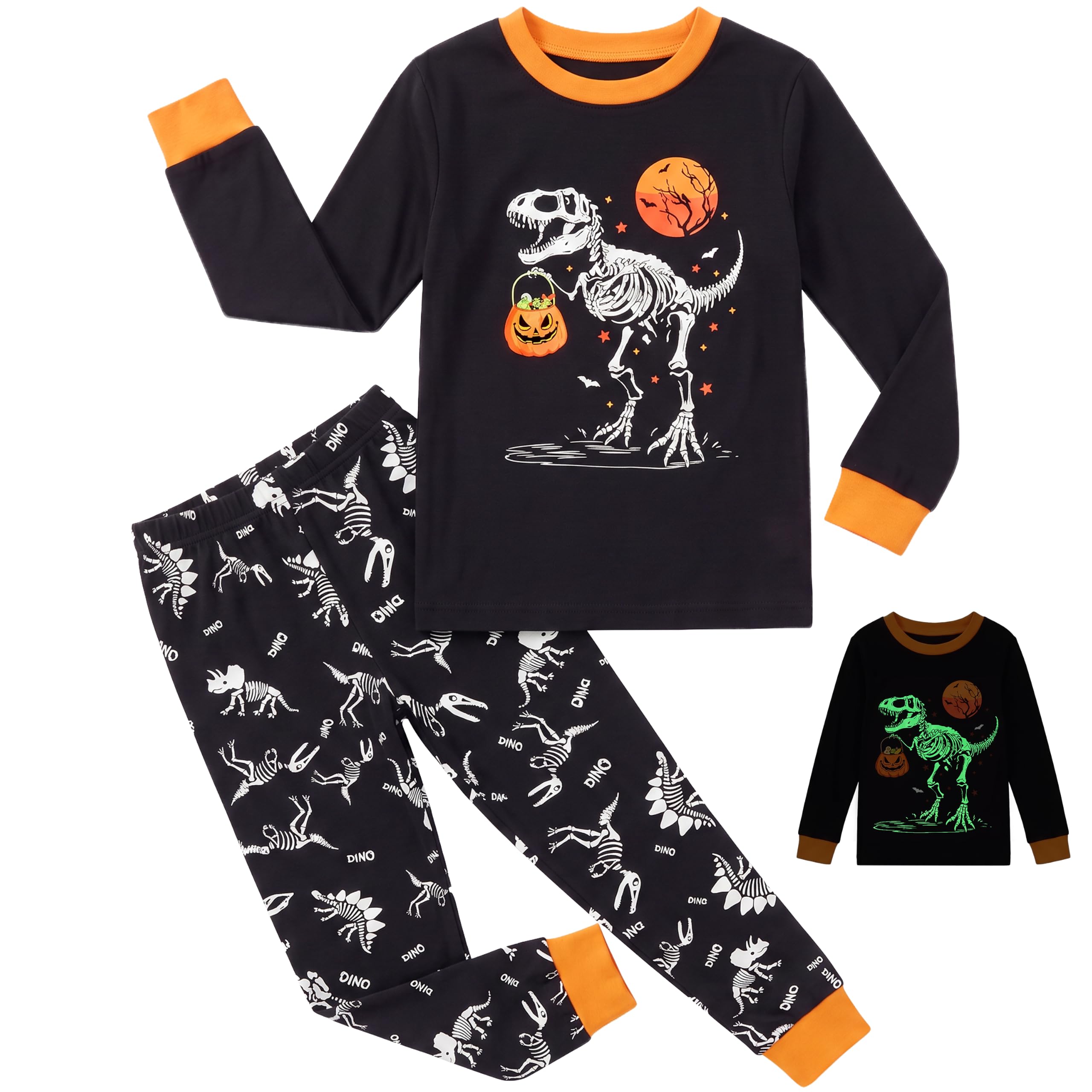 Giggling Getup Kids Skeleton Pajamas - Glow in the Dark 100% Cotton for 3T-8Y - Image 19