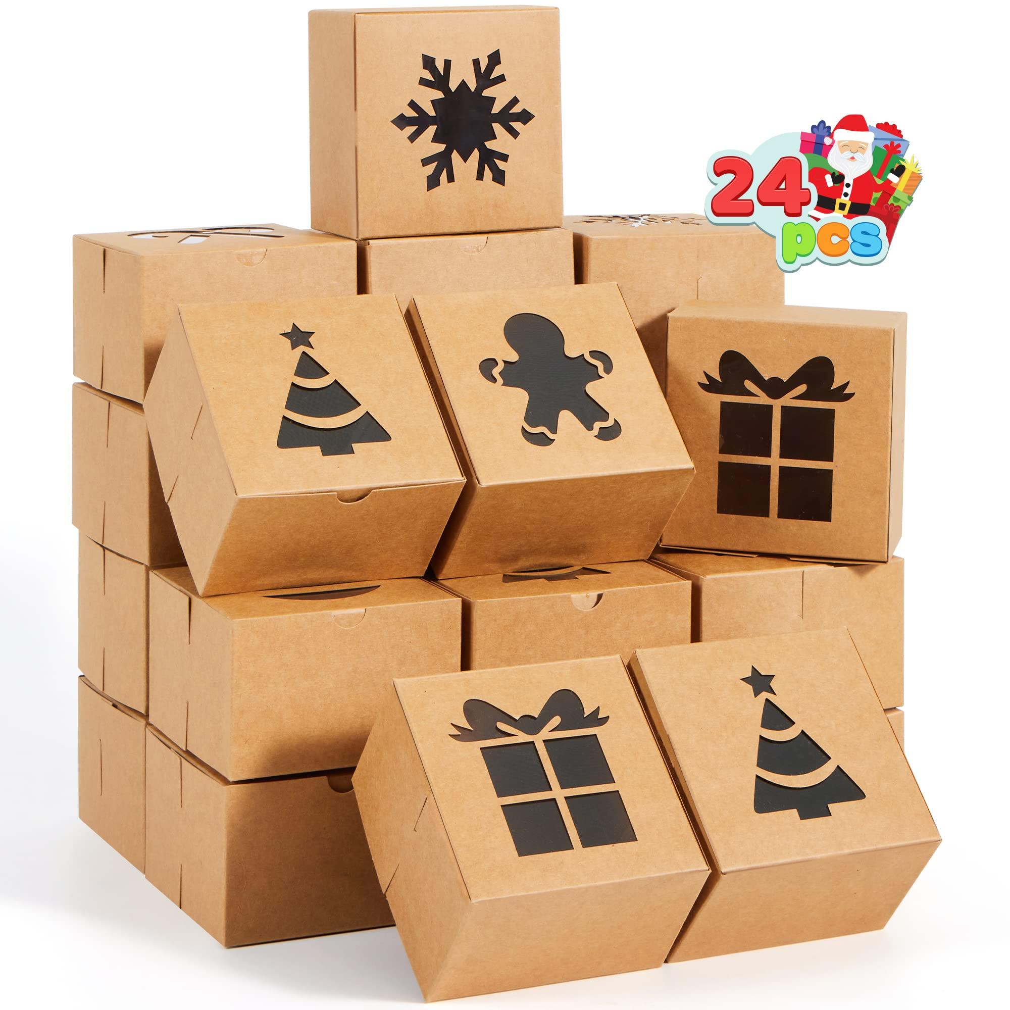24 Kraft Cardboard Bakery Cookie Boxes - Image 2