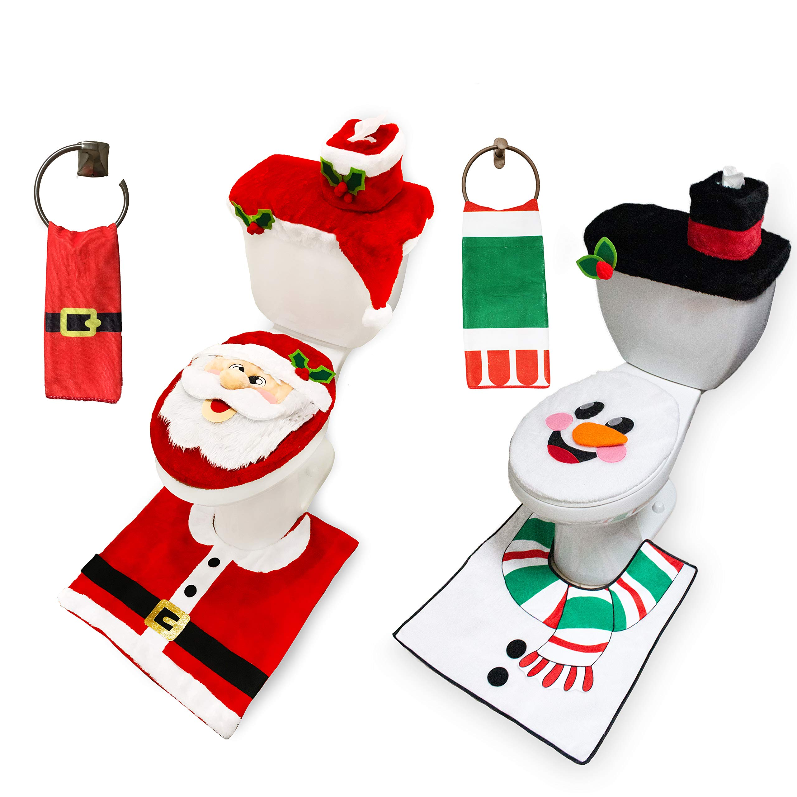 10 Pcs Santa and Snowman Bathroom Decoration