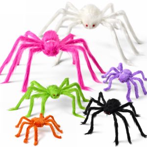 JOYIN 6 Pack Colorful Giant Spiders - Halloween Outdoor Yard Decoration