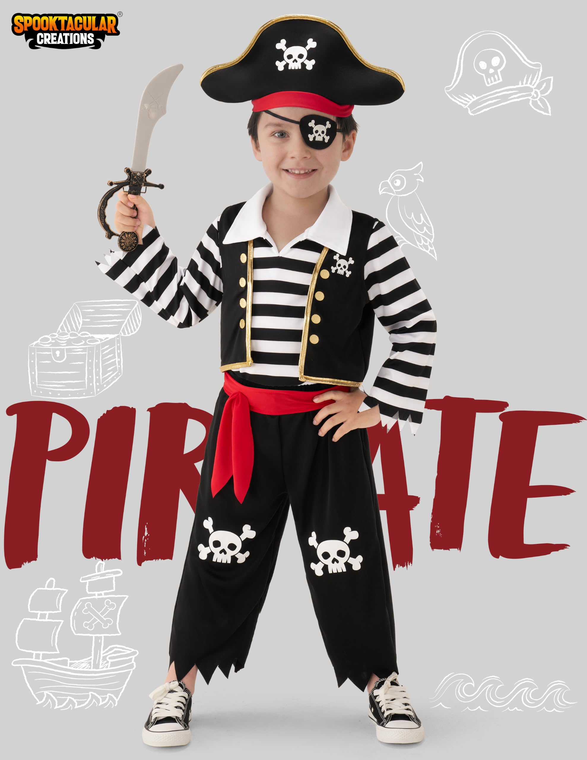 Boys Pirate Costume Stripe-Child - Image 2