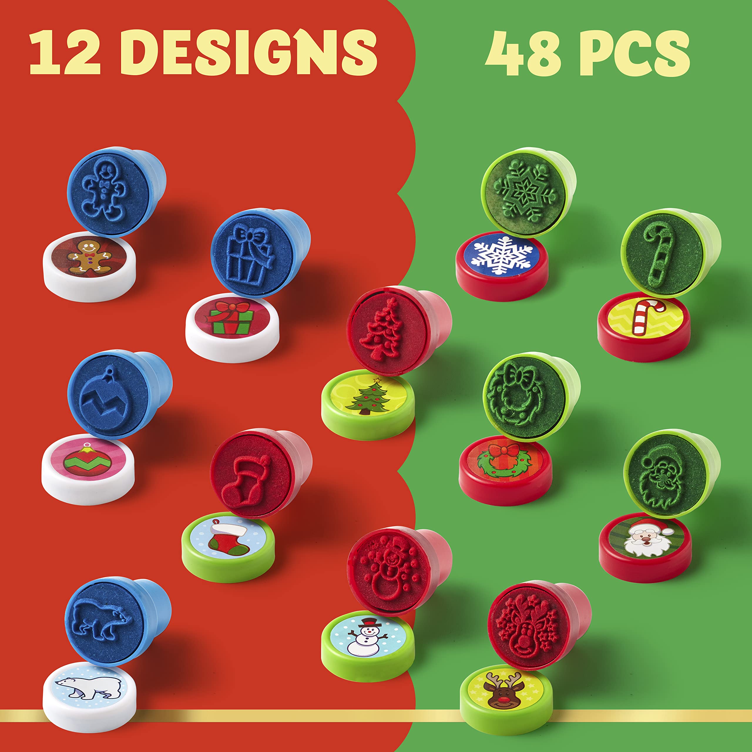 1.5in Christmas Stamps Assortment, 50 Pcs - Image 3