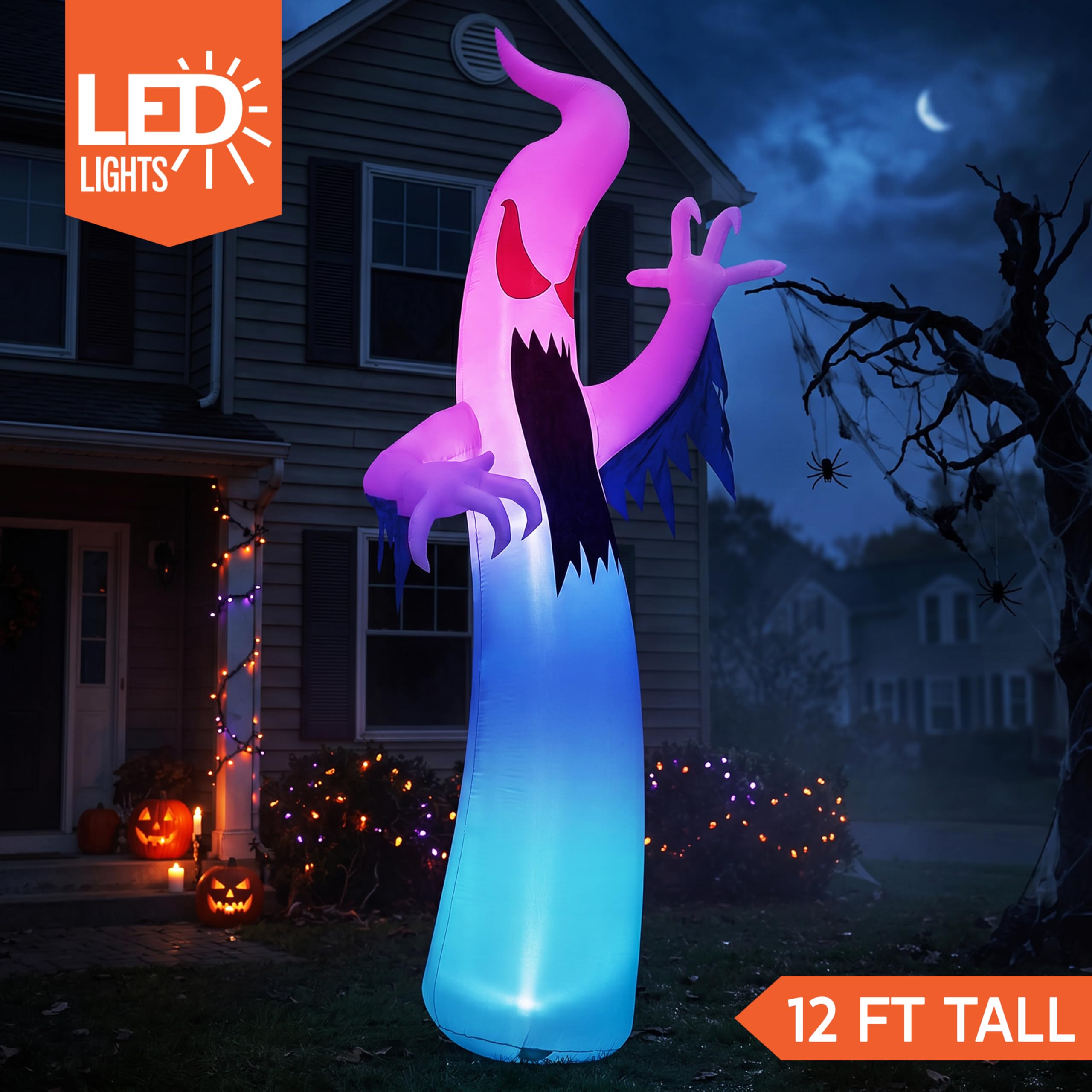 12FT Scary Ghost Halloween Inflatable with LED | Outdoor Yard - Image 2