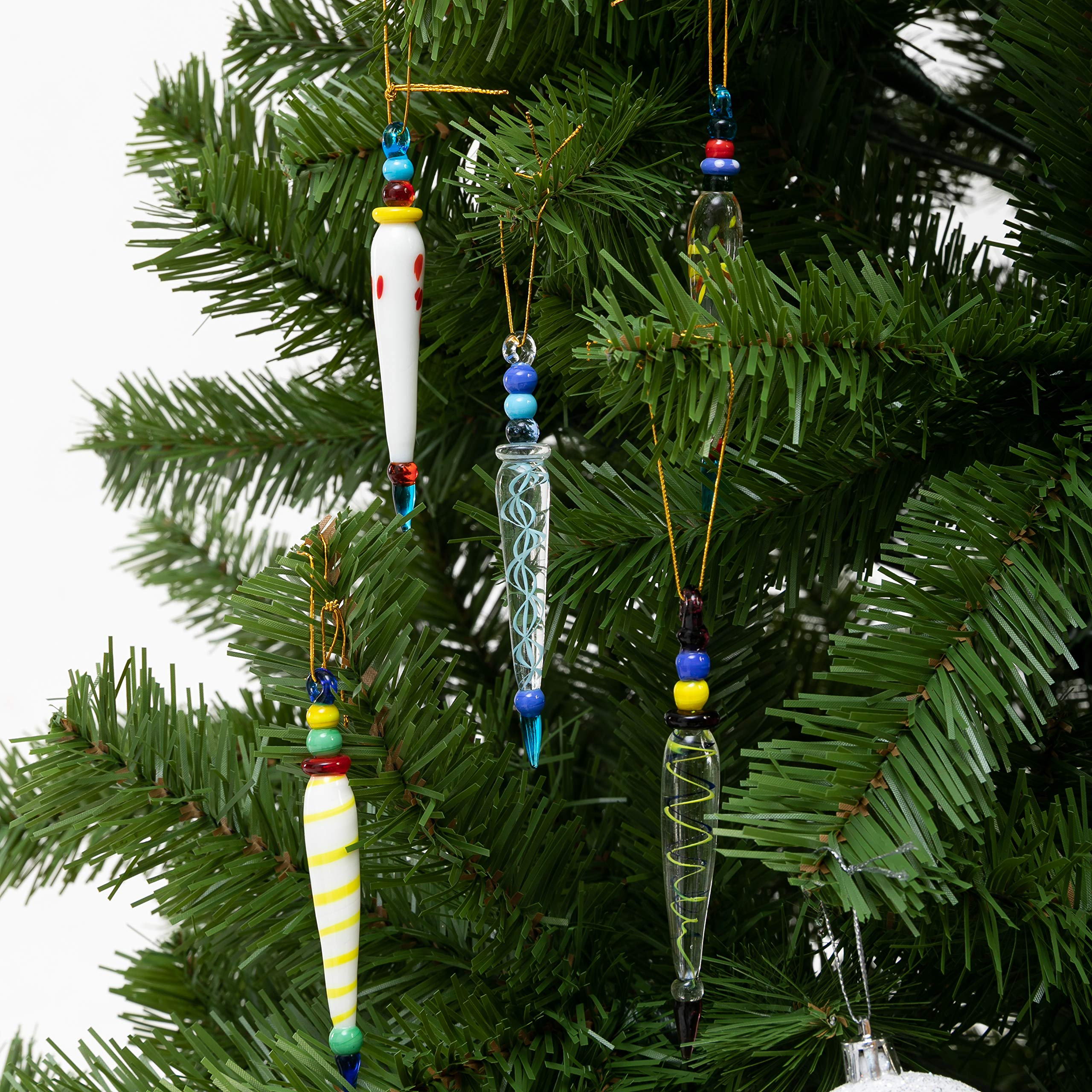 Glass Icicle Ornaments, 12 Pcs - Image 2