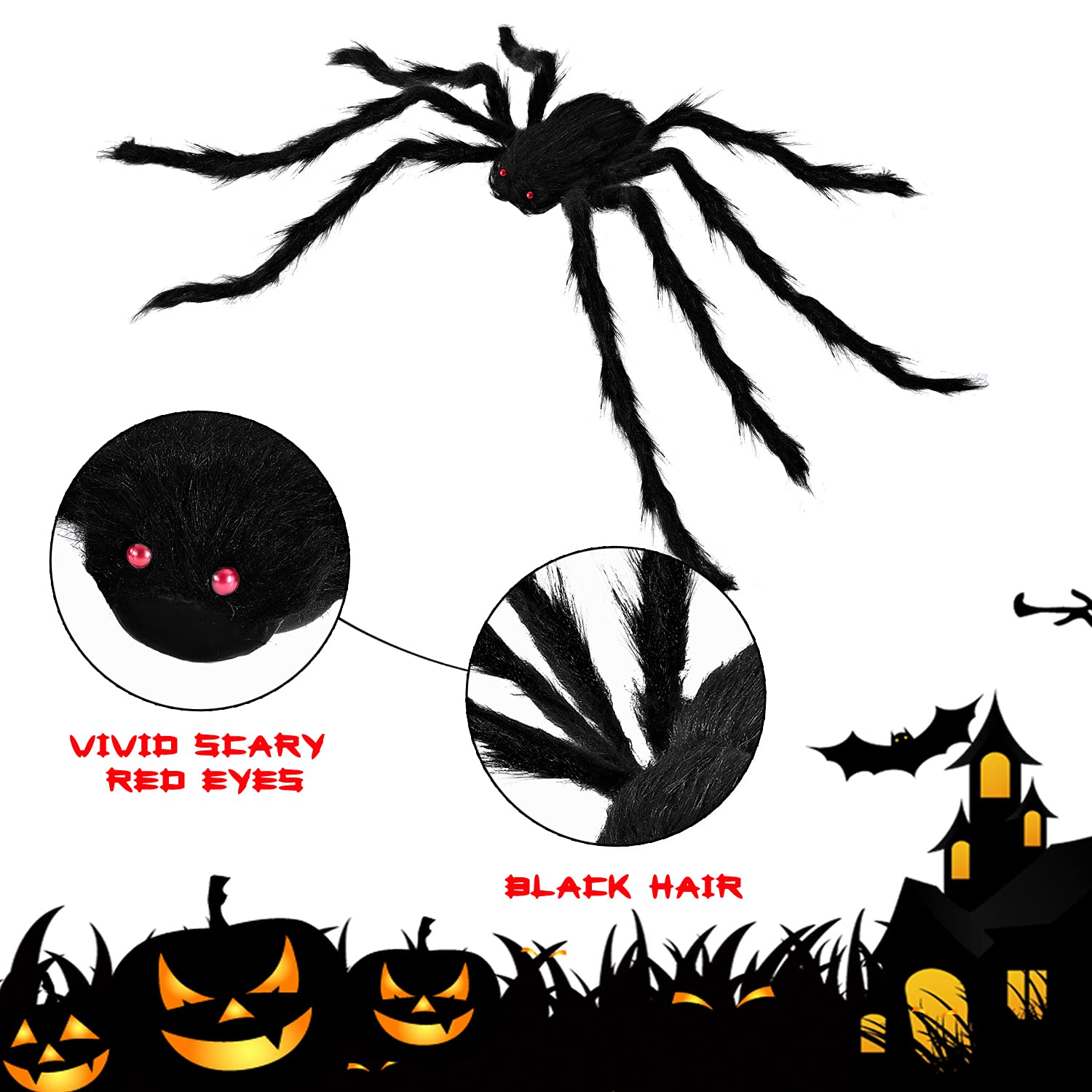 Halloween Realistic Hairy Spiders, 5 Pack - Image 2