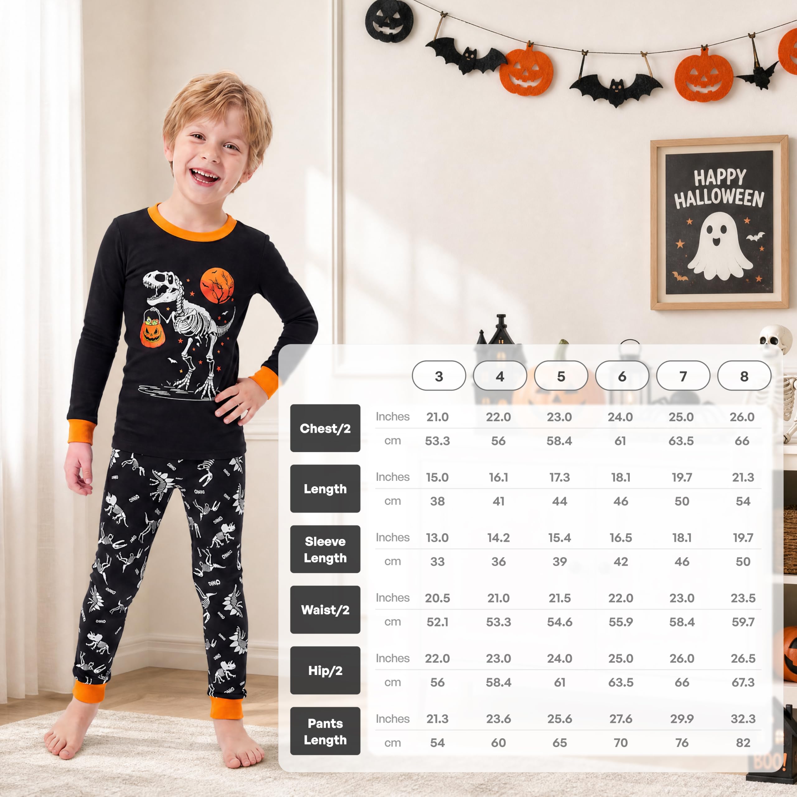 Giggling Getup Kids Skeleton Pajamas - Glow in the Dark 100% Cotton for 3T-8Y - Image 20
