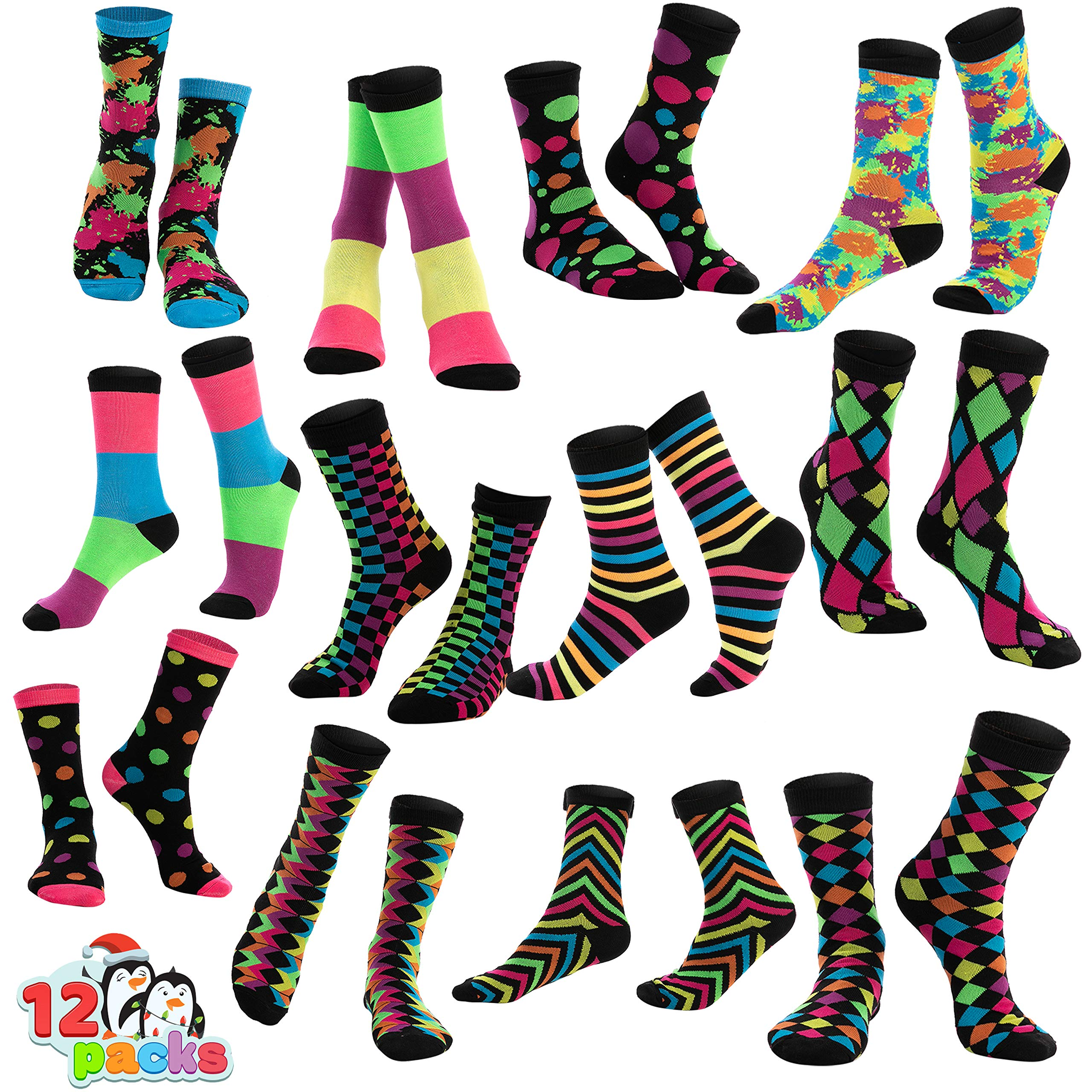 12 Pairs Paint Splash Patterned Crew Socks - Image 2
