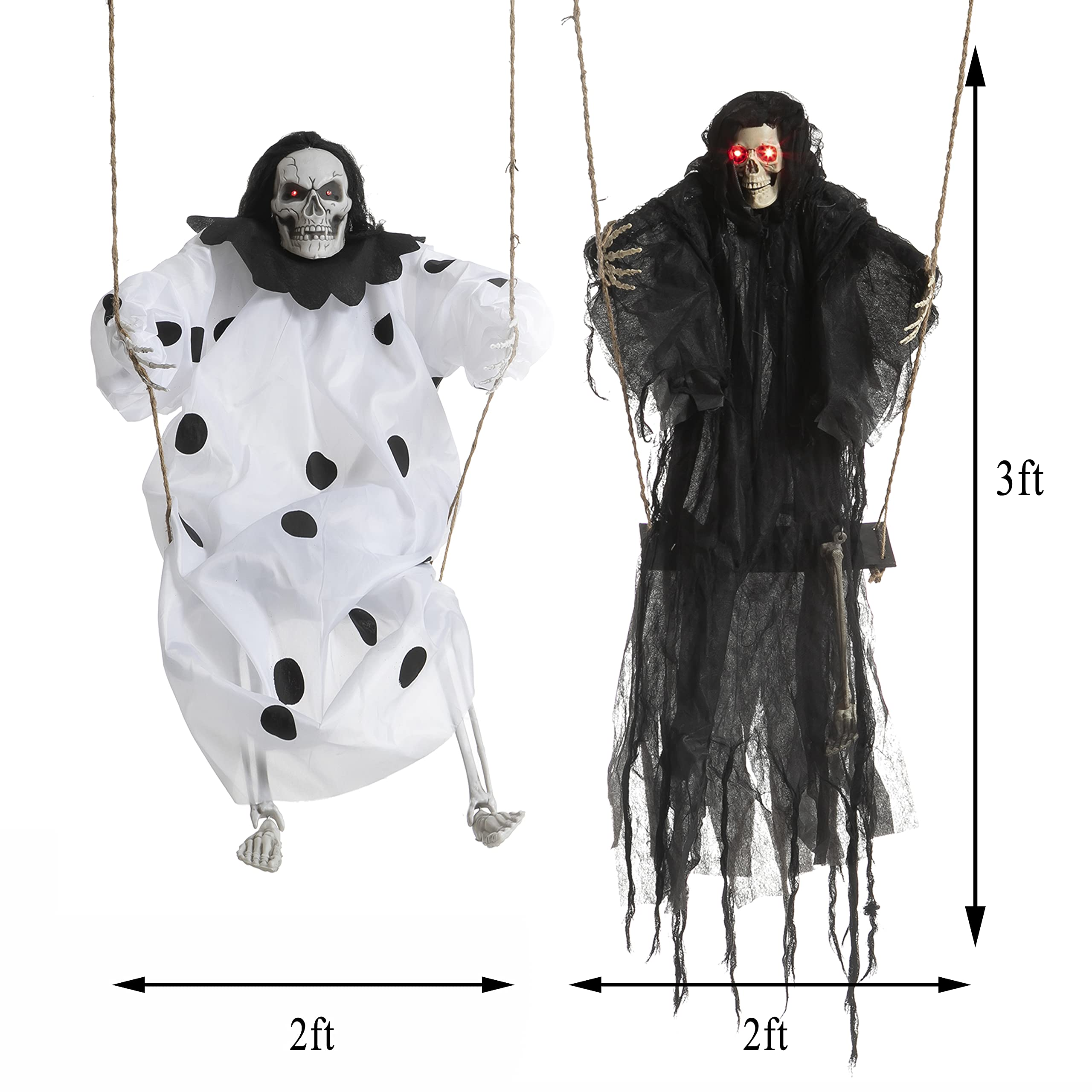 2 Packs Halloween Lighted Swinging Skeletons - Image 2