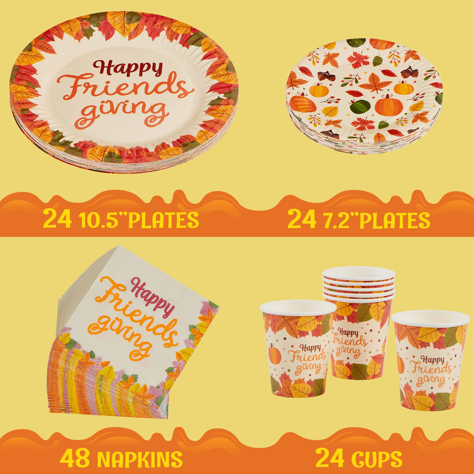 120Pcs Friendsgiving Paper Plates and Napkins Disposable Dinnerware Set - Image 2