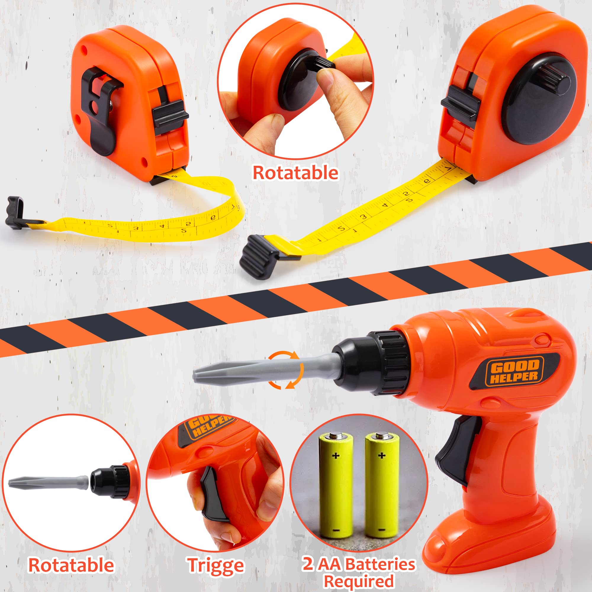 Construction Worker Play Tool Toys Set - Image 3