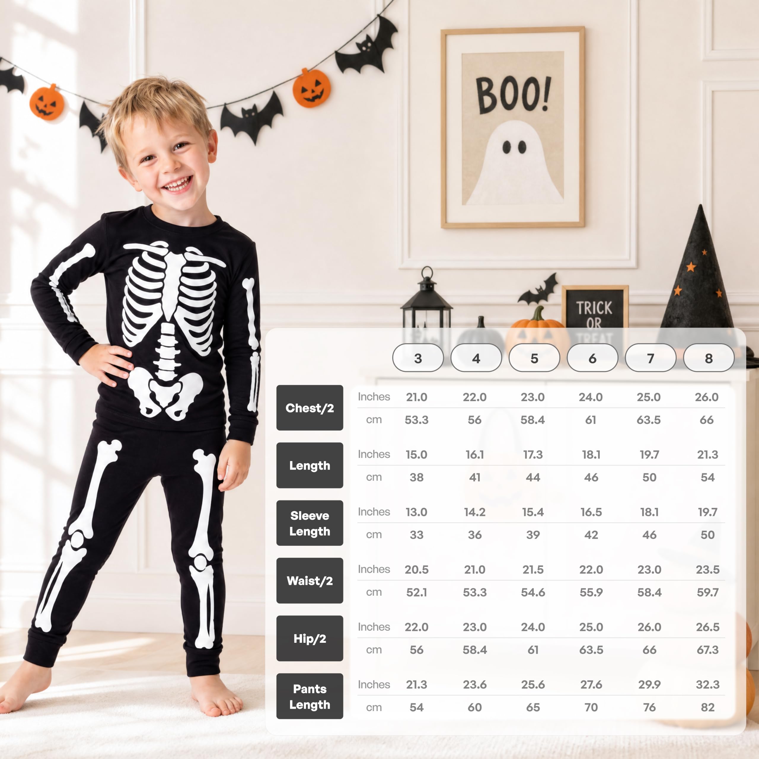 Giggling Getup Kids Skeleton Pajamas - Glow in the Dark 100% Cotton for 3T-8Y - Image 12