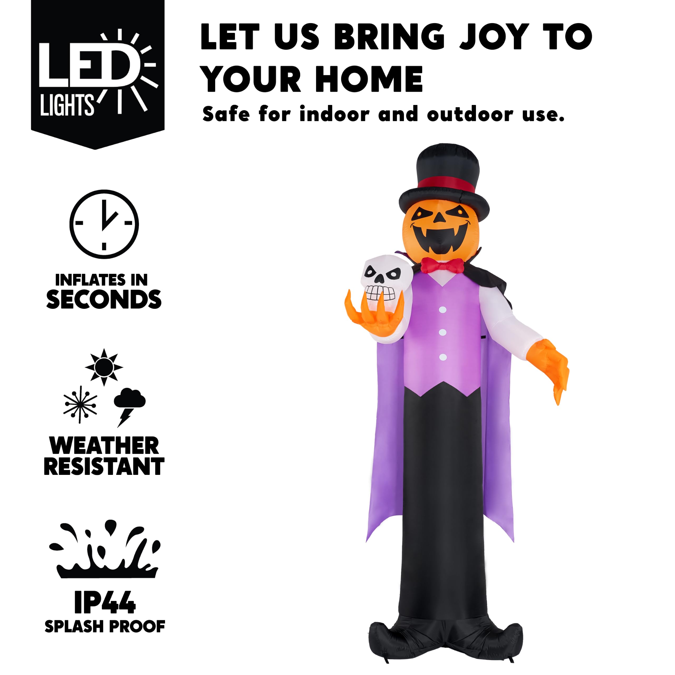 Halloween Inflatable Pumpkin Ghost Vampire 12ft with LED Eyes – Yard - Image 4