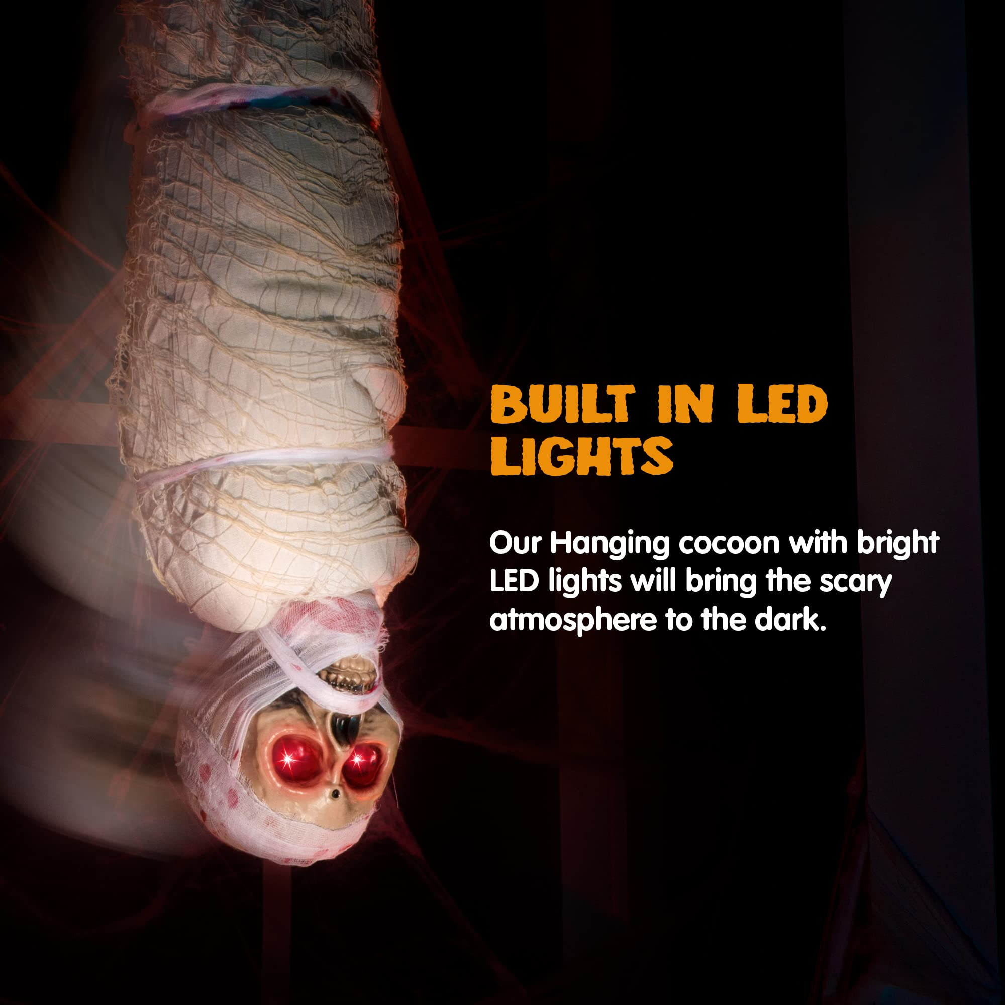 35in Light Up Hanging Cocoon Corpse - Image 4